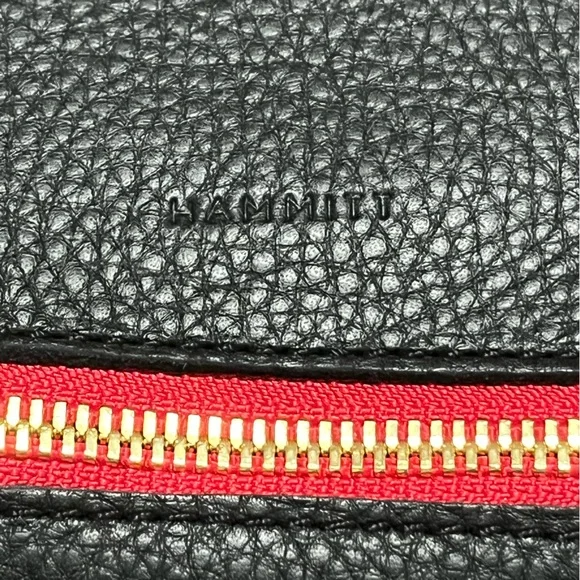 Hammitt VIP Medium Black/Brushed Gold Red Zipper Bag - Picture 10 of 12